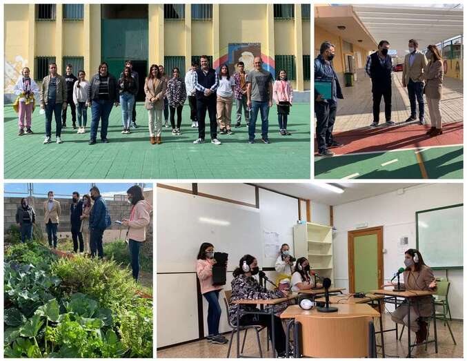 La alcaldesa con alumnos y profesores del centro/TA.